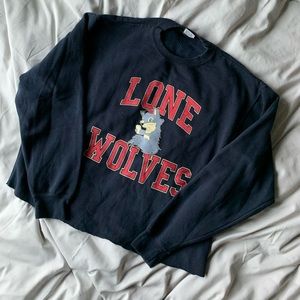Megan Batoon Lone wolves crew neck (cropped)